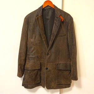 Patrick James Lambskin Distressed Look Jacket Blazer Coat Brown Soft Leather 42